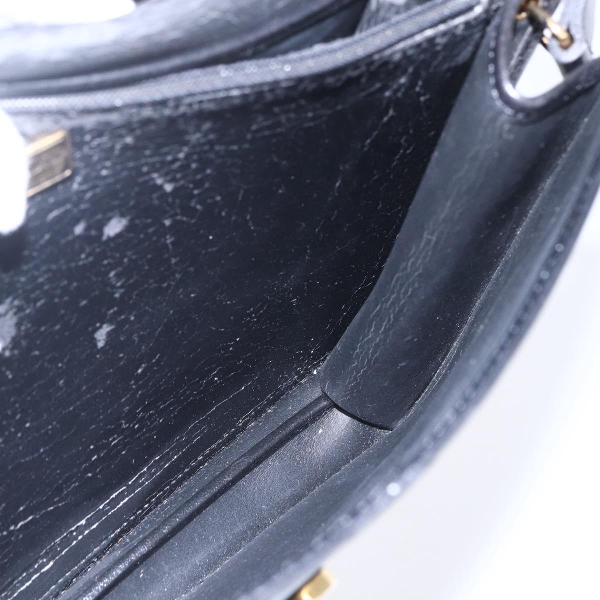 Christian Dior Honeycomb Canvas Shoulder Bag PVC Black Gold Auth ka361