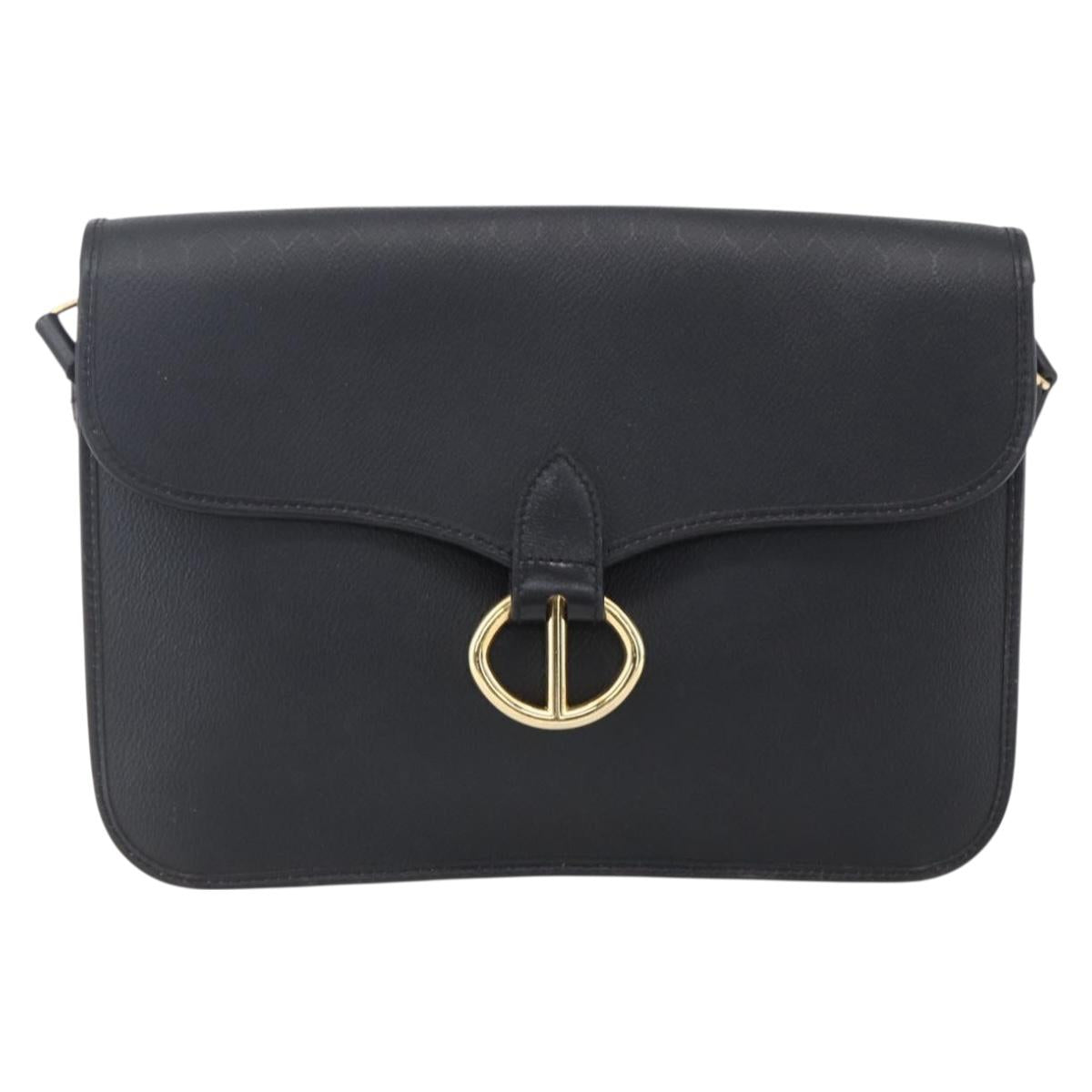 Christian Dior Honeycomb Canvas Shoulder Bag PVC Black Gold Auth ka361