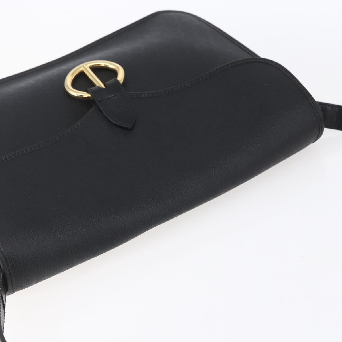 Christian Dior Honeycomb Canvas Shoulder Bag PVC Black Gold Auth ka361
