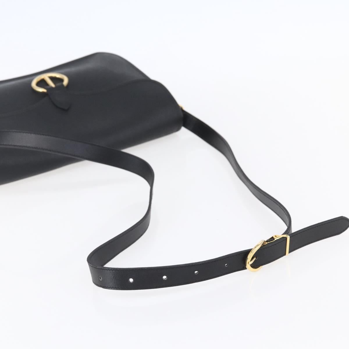 Christian Dior Honeycomb Canvas Shoulder Bag PVC Black Gold Auth ka361