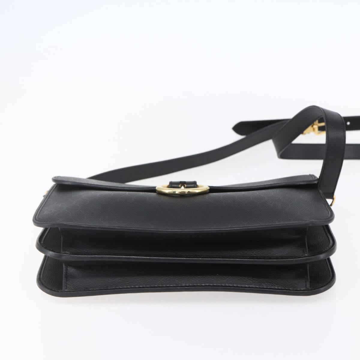 Christian Dior Honeycomb Canvas Shoulder Bag PVC Black Gold Auth ka361