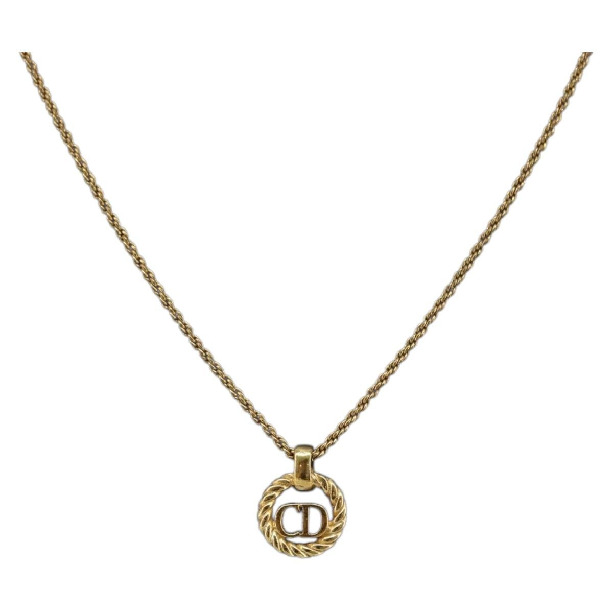 Christian Dior Necklace metal Gold Tone Auth ka3610