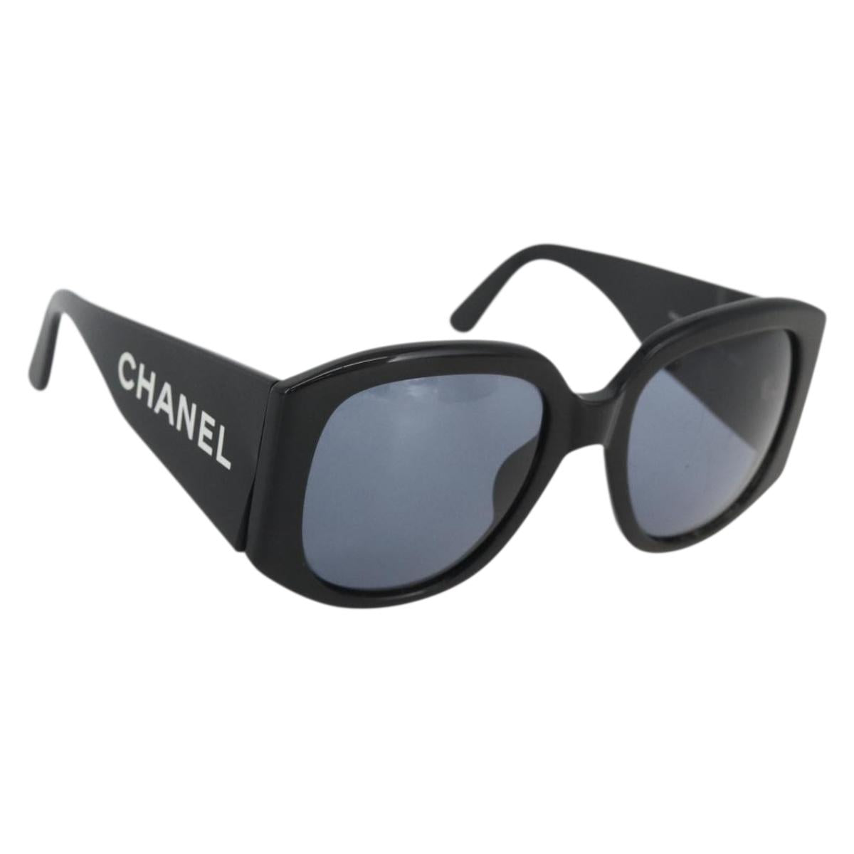 CHANEL Sunglasses plastic Black CC Auth ka3619