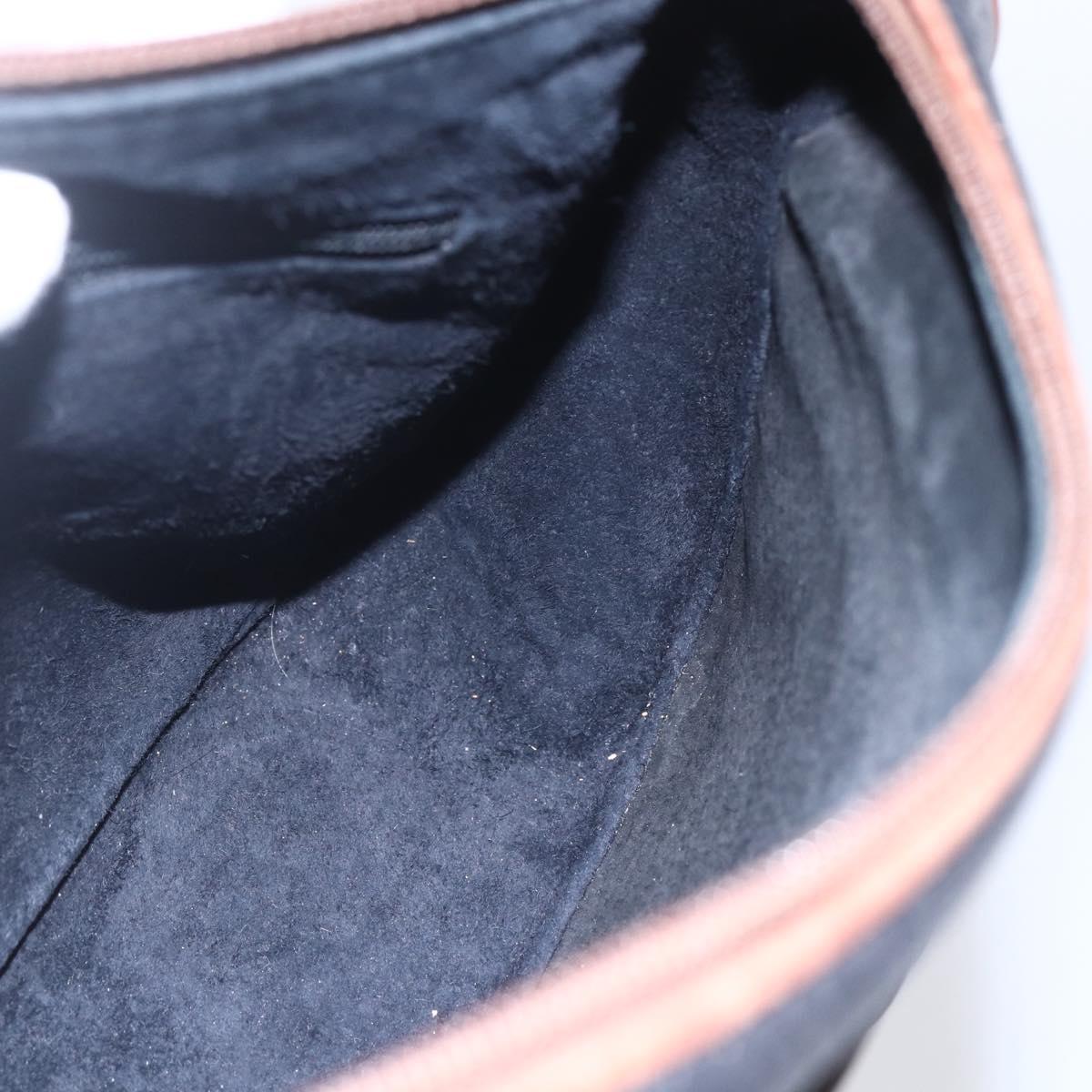 GUCCI Shoulder Bag Leather Black Gold Auth ka362