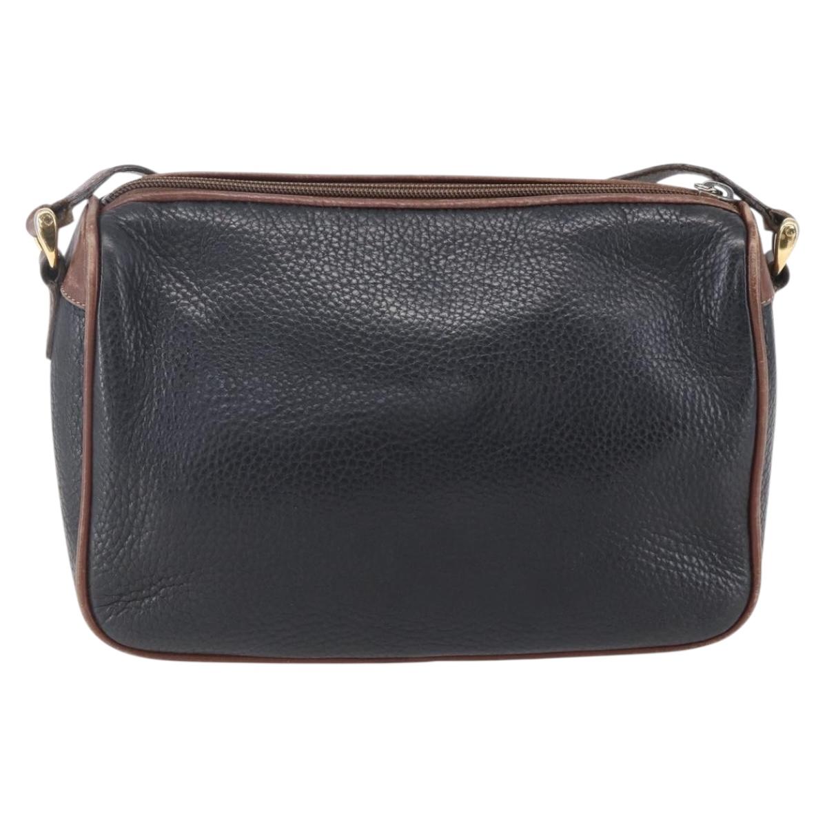 GUCCI Shoulder Bag Leather Black Gold Auth ka362