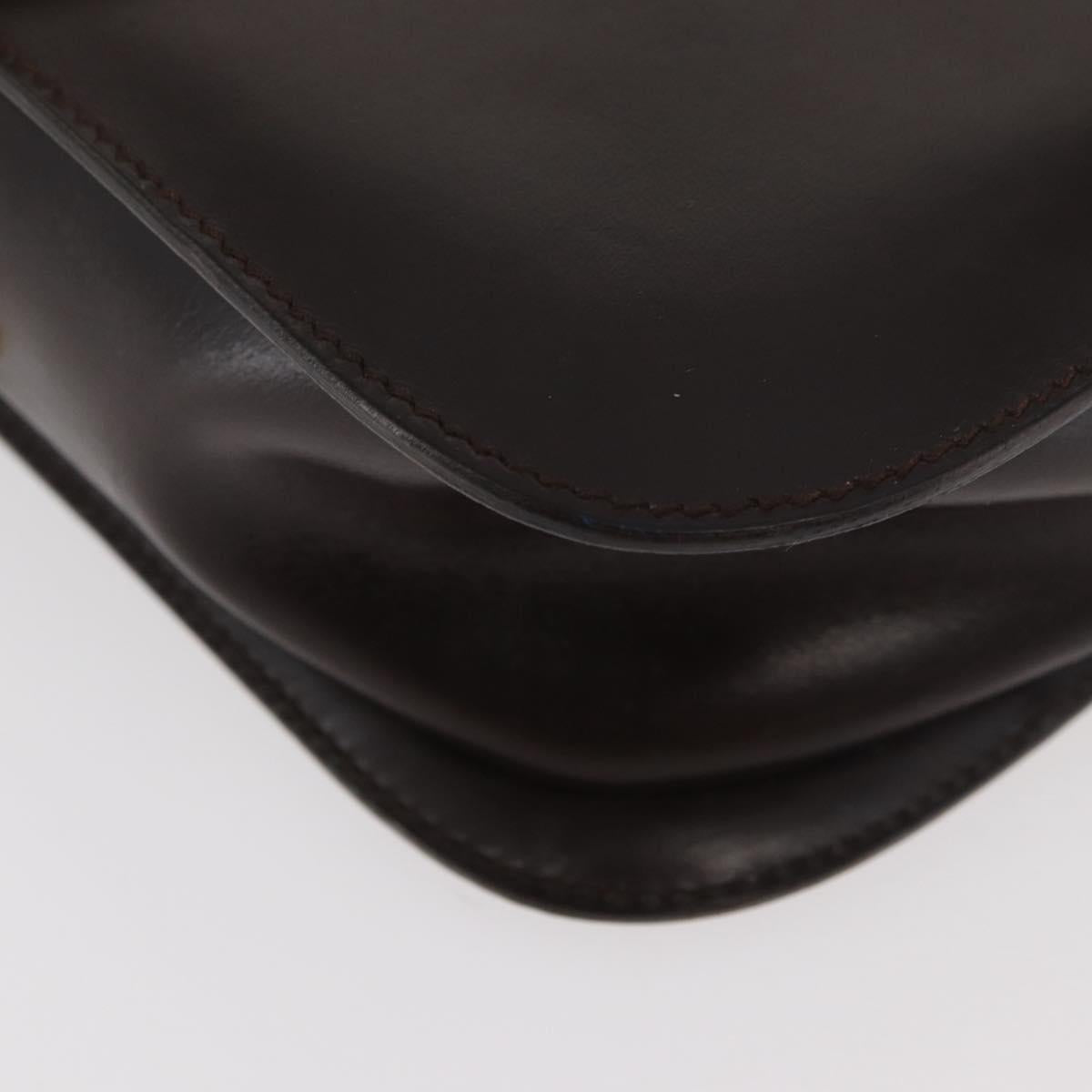 CELINE Shoulder Bag Leather Brown Gold Auth ka3620