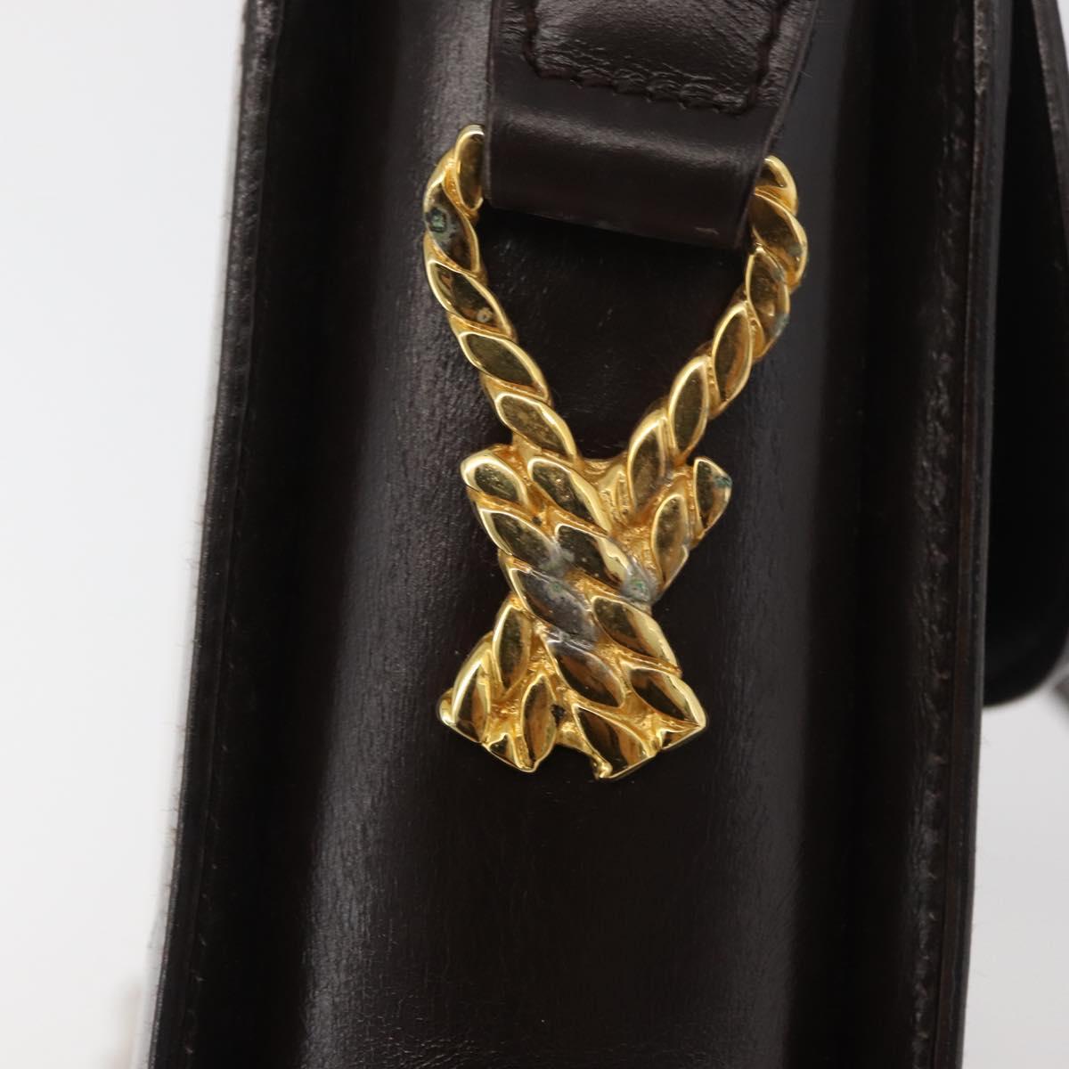 CELINE Shoulder Bag Leather Brown Gold Auth ka3620
