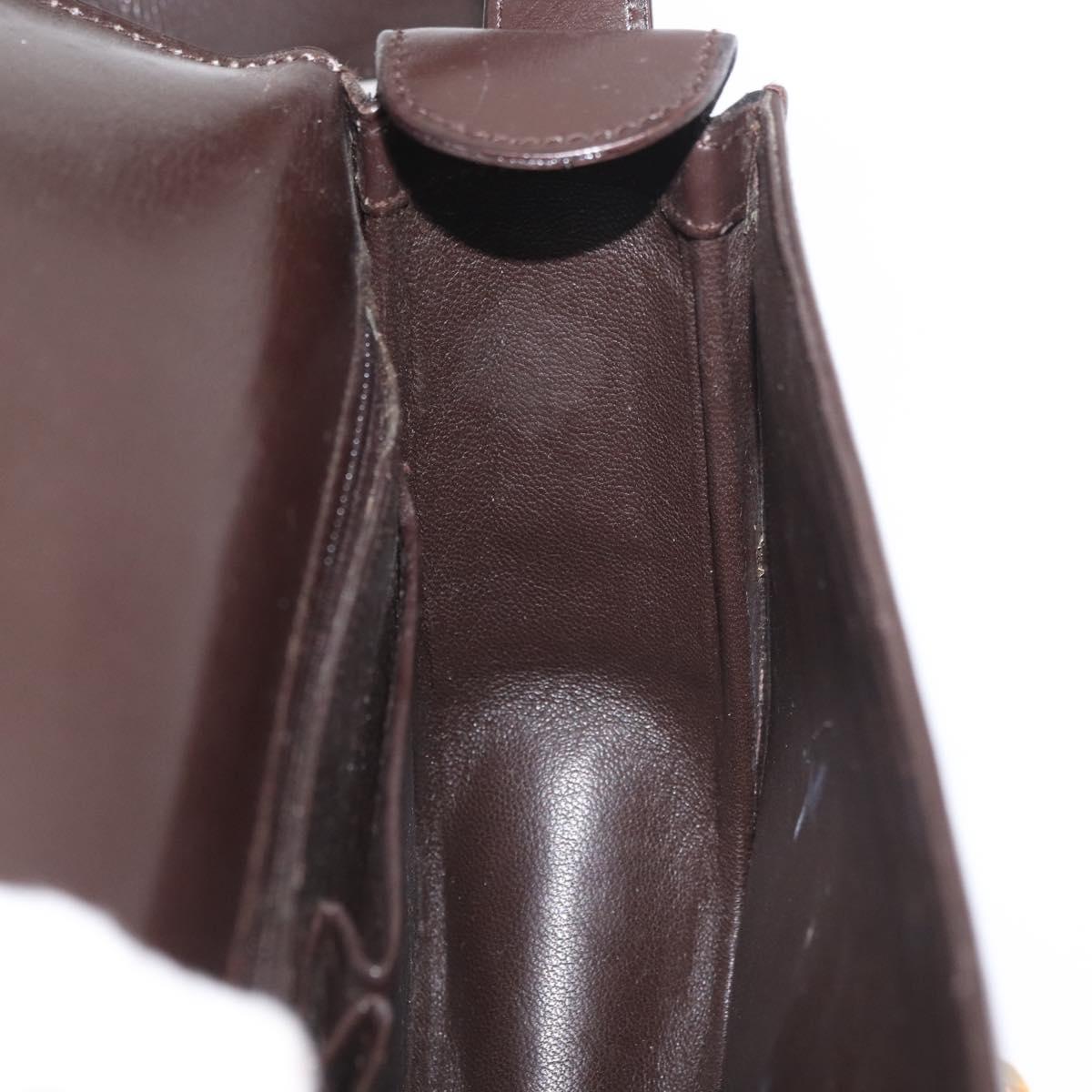 CELINE Shoulder Bag Leather Brown Gold Auth ka3620