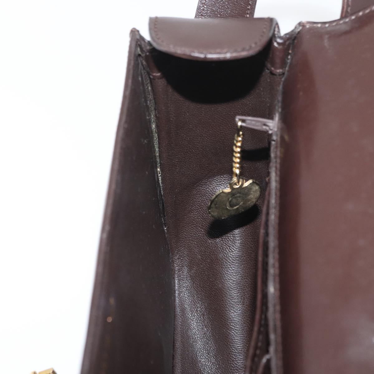 CELINE Shoulder Bag Leather Brown Gold Auth ka3620