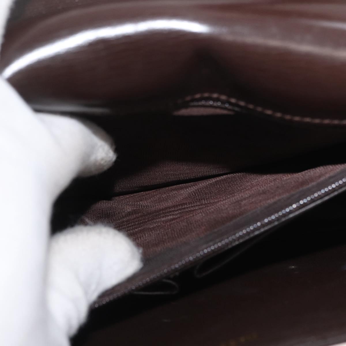 CELINE Shoulder Bag Leather Brown Gold Auth ka3620
