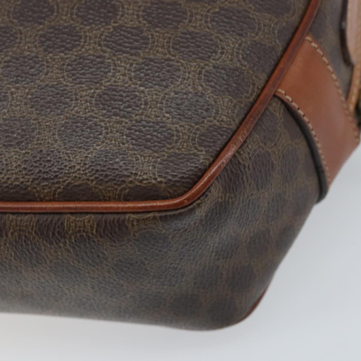 CELINE Macadam Canvas Shoulder Bag PVC Leather Brown Gold Auth ka3621