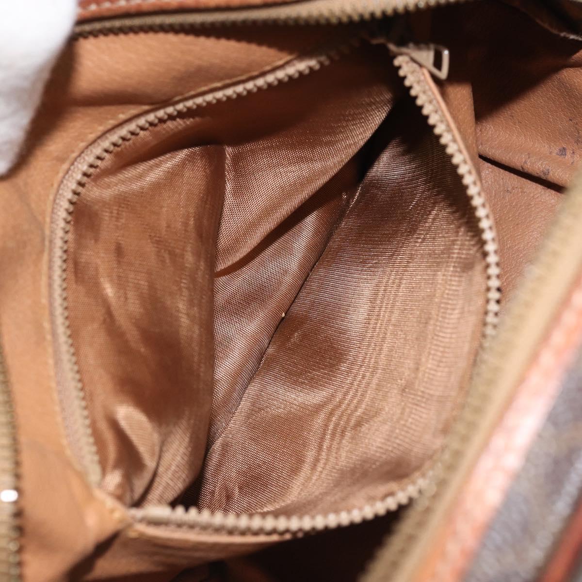 CELINE Macadam Canvas Shoulder Bag PVC Leather Brown Gold Auth ka3621