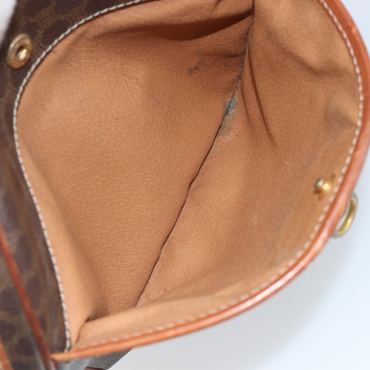 CELINE Macadam Canvas Shoulder Bag PVC Leather Brown Gold Auth ka3621