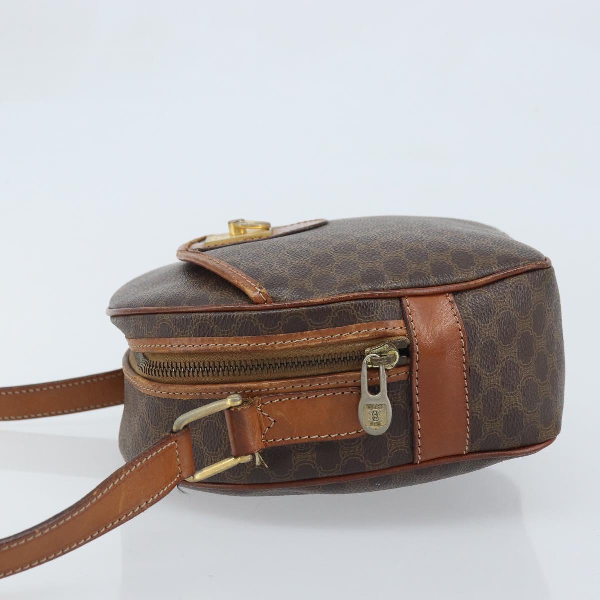 CELINE Macadam Canvas Shoulder Bag PVC Leather Brown Gold Auth ka3621