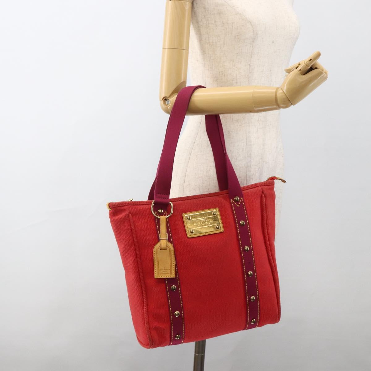 LOUIS VUITTON Antigua Cabas MM Tote Bag Red M40034 LV Auth ka3624
