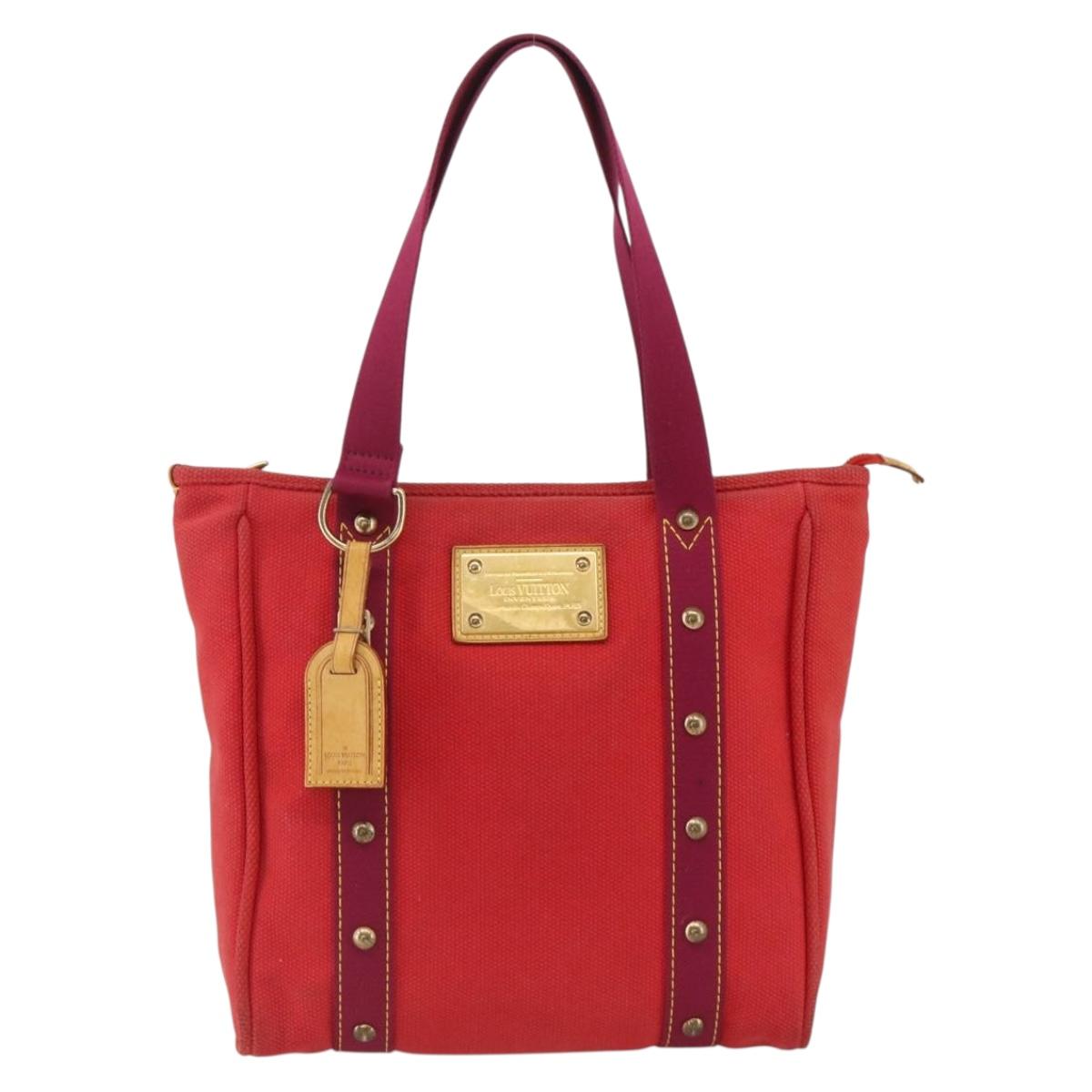 LOUIS VUITTON Antigua Cabas MM Tote Bag Red M40034 LV Auth ka3624