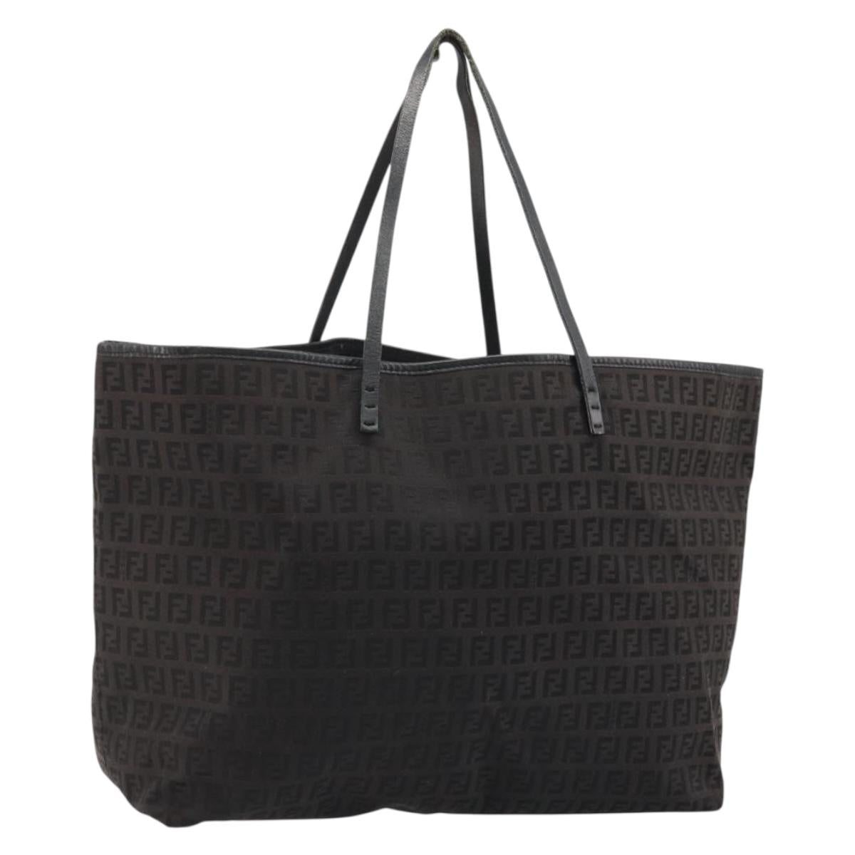 FENDI Zucchino Canvas Tote Bag Black Auth ka3627