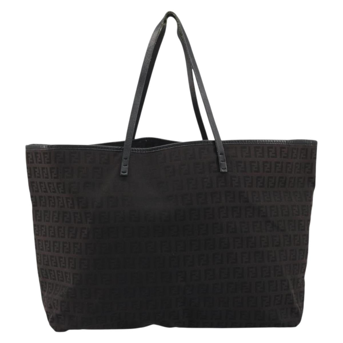 FENDI Zucchino Canvas Tote Bag Black Auth ka3627
