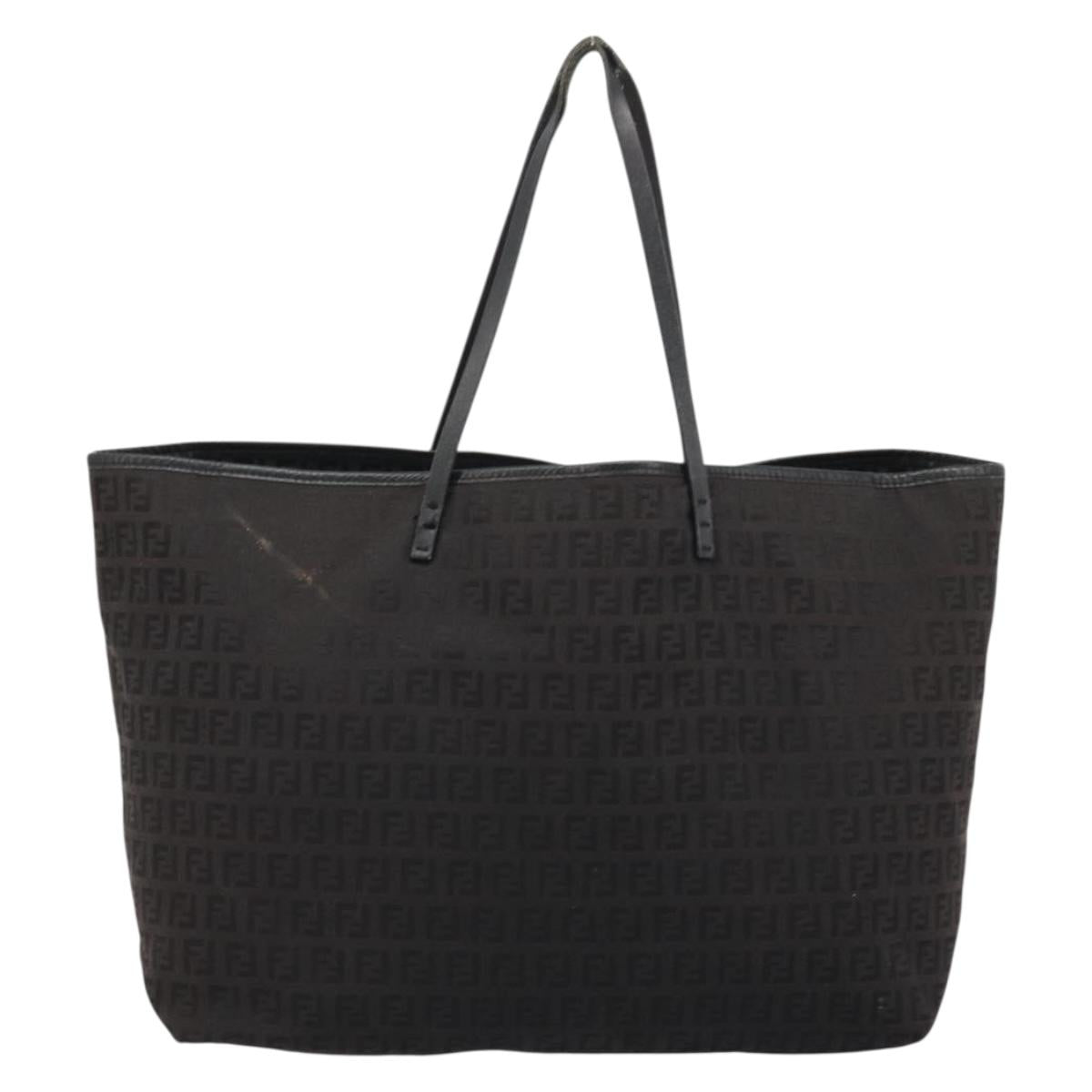 FENDI Zucchino Canvas Tote Bag Black Auth ka3627