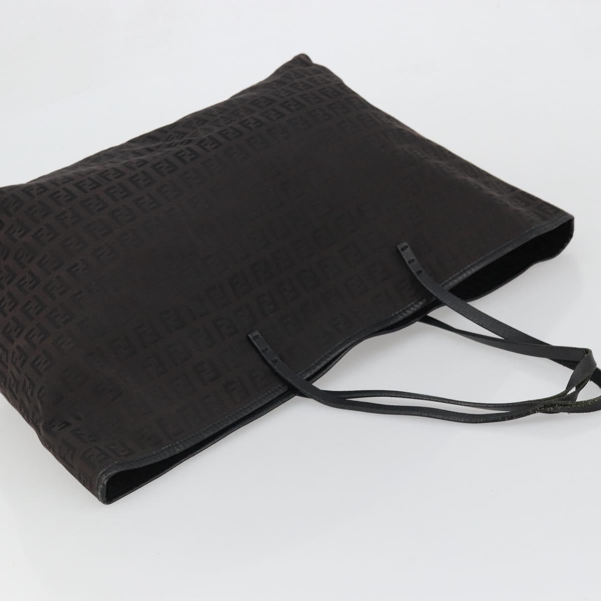 FENDI Zucchino Canvas Tote Bag Black Auth ka3627