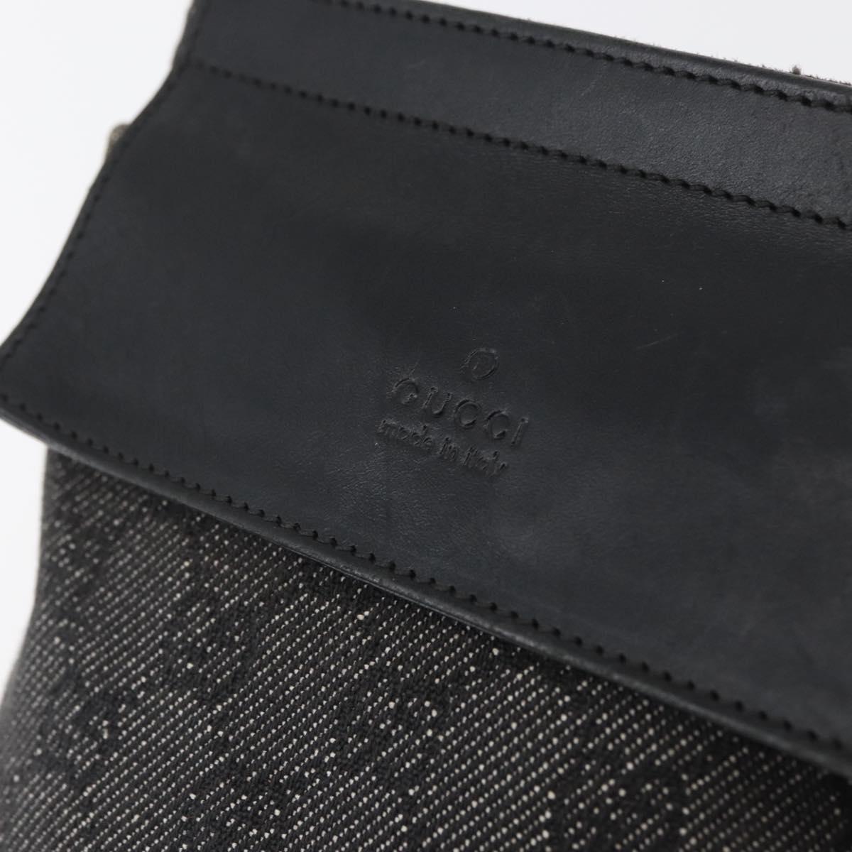 GUCCI GG Canvas Waist bag Black Silver 28556 Auth ka3628