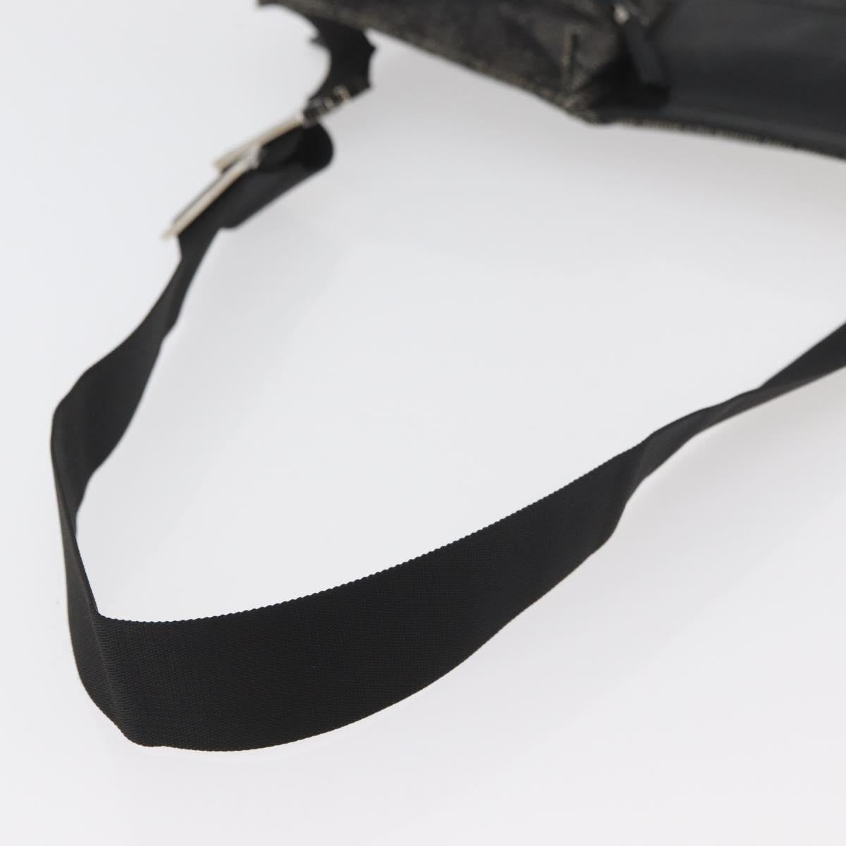 GUCCI GG Canvas Waist bag Black Silver 28556 Auth ka3628