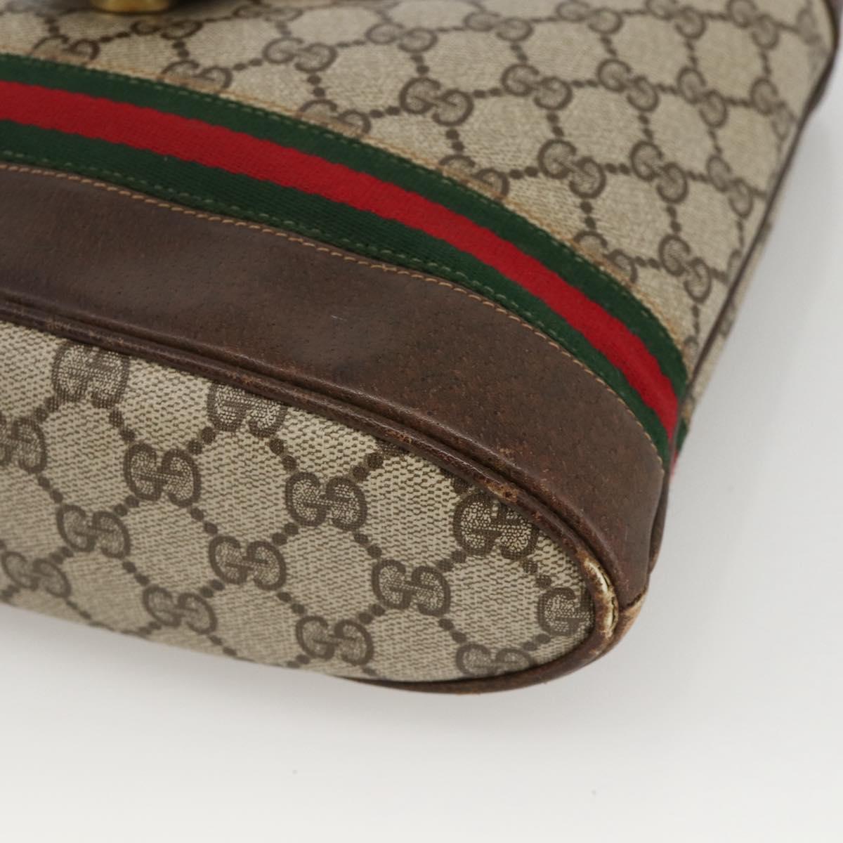 GUCCI GG Supreme Web Sherry Line Bag PVC Beige Gold 23 01 1791 Auth ka3630