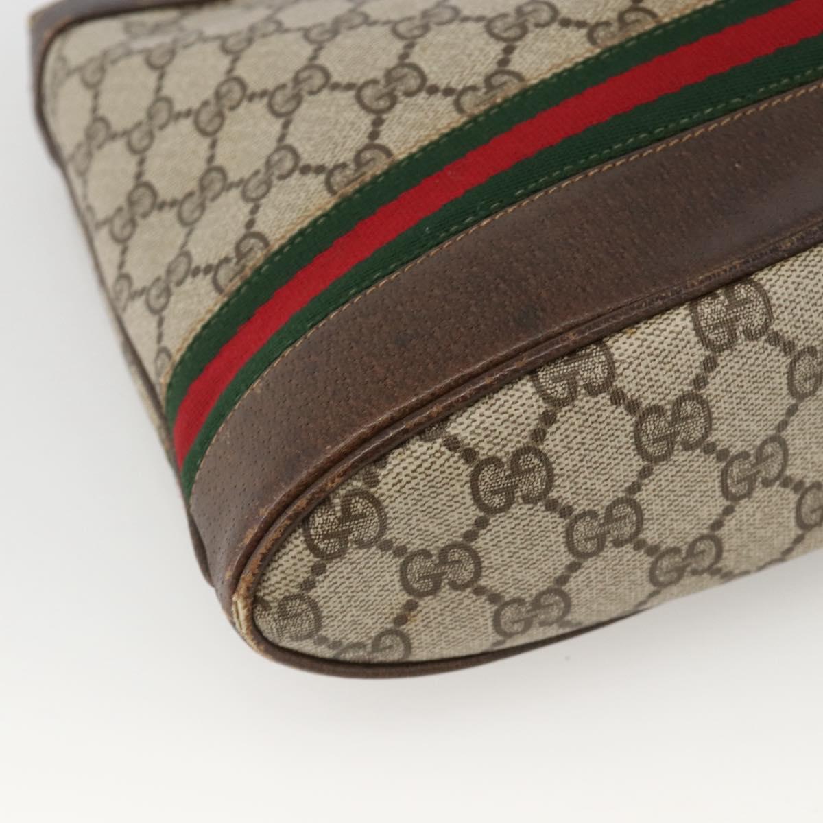 GUCCI GG Supreme Web Sherry Line Bag PVC Beige Gold 23 01 1791 Auth ka3630