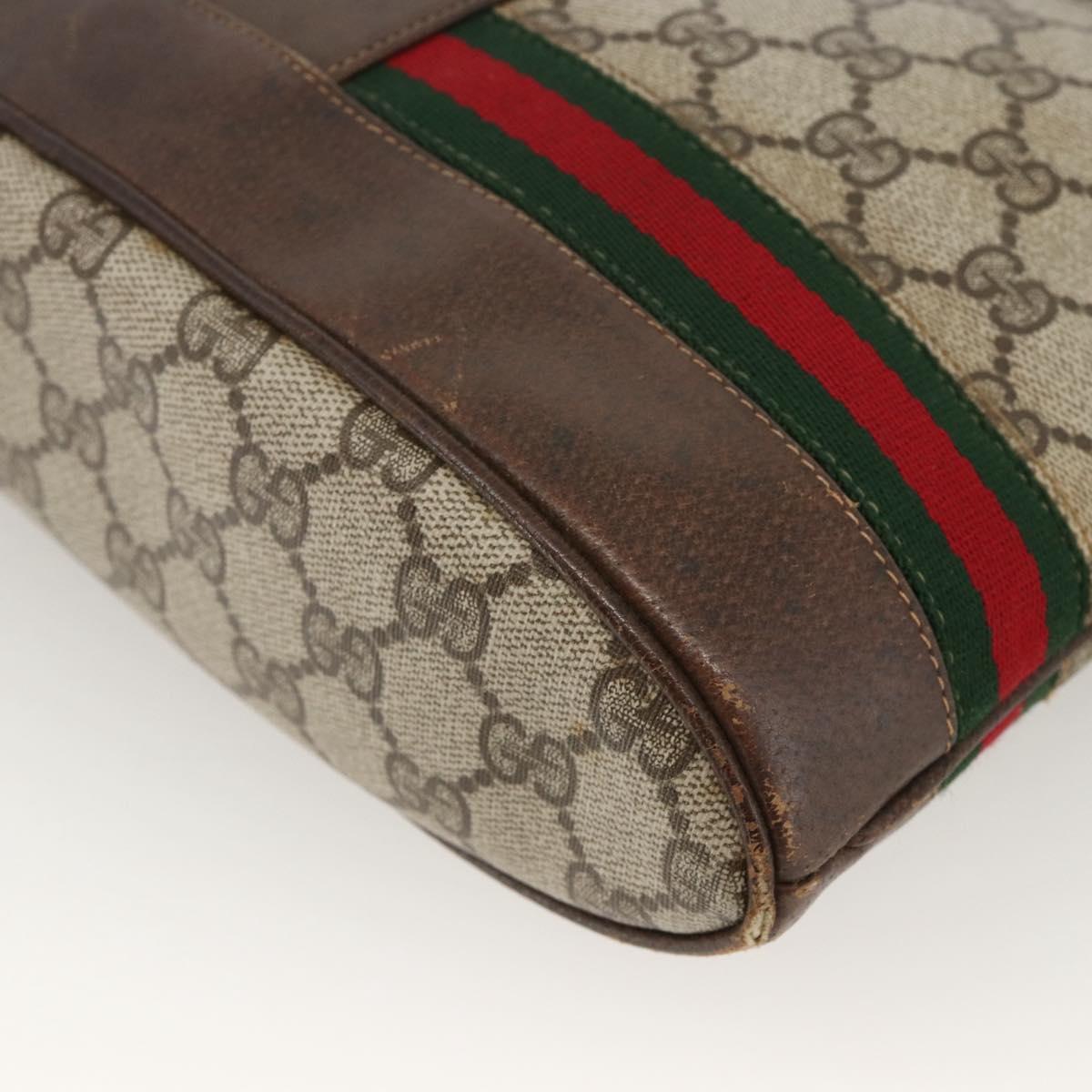 GUCCI GG Supreme Web Sherry Line Bag PVC Beige Gold 23 01 1791 Auth ka3630