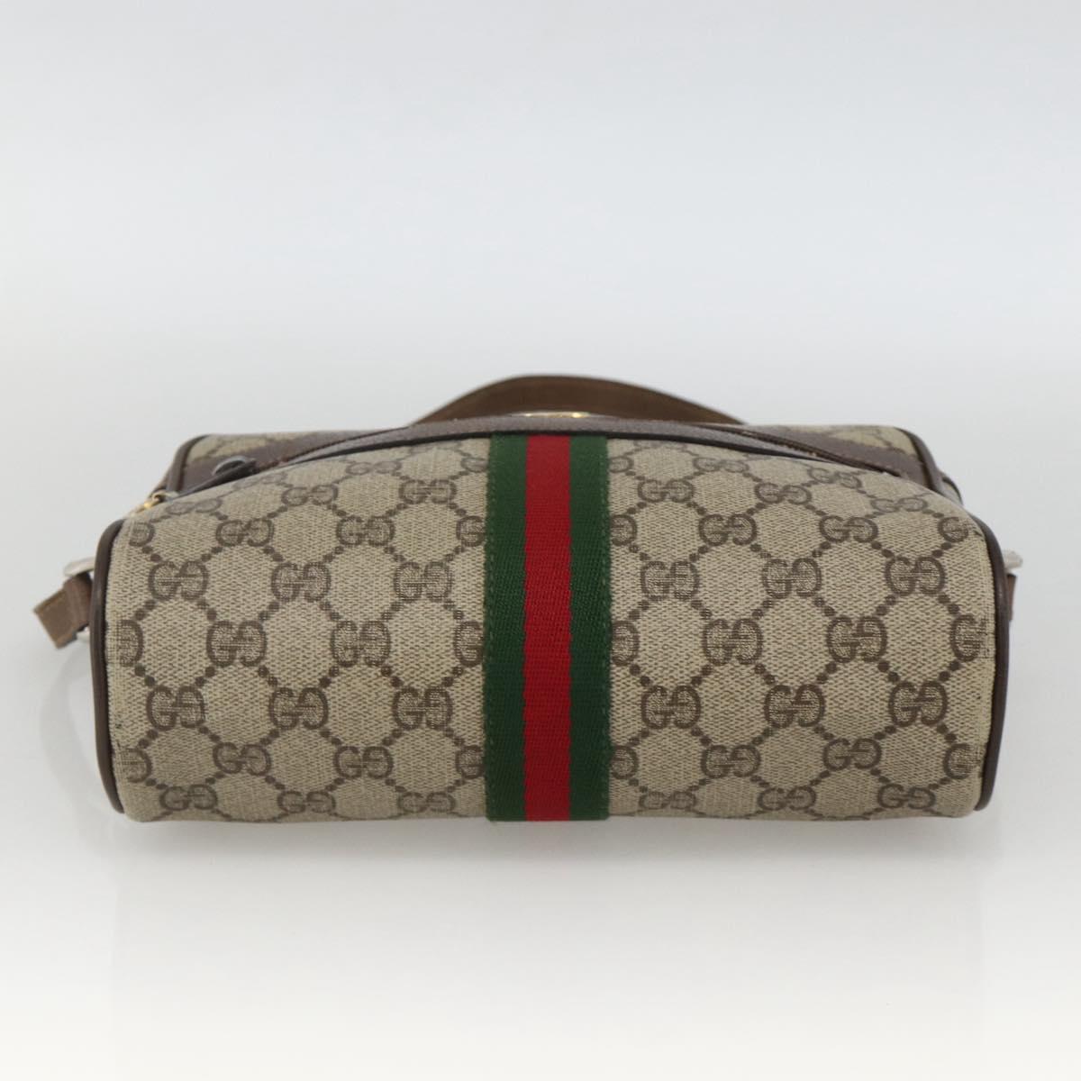 GUCCI GG Supreme Web Sherry Line Shoulder Bag PVC Beige Gold Auth ka3631