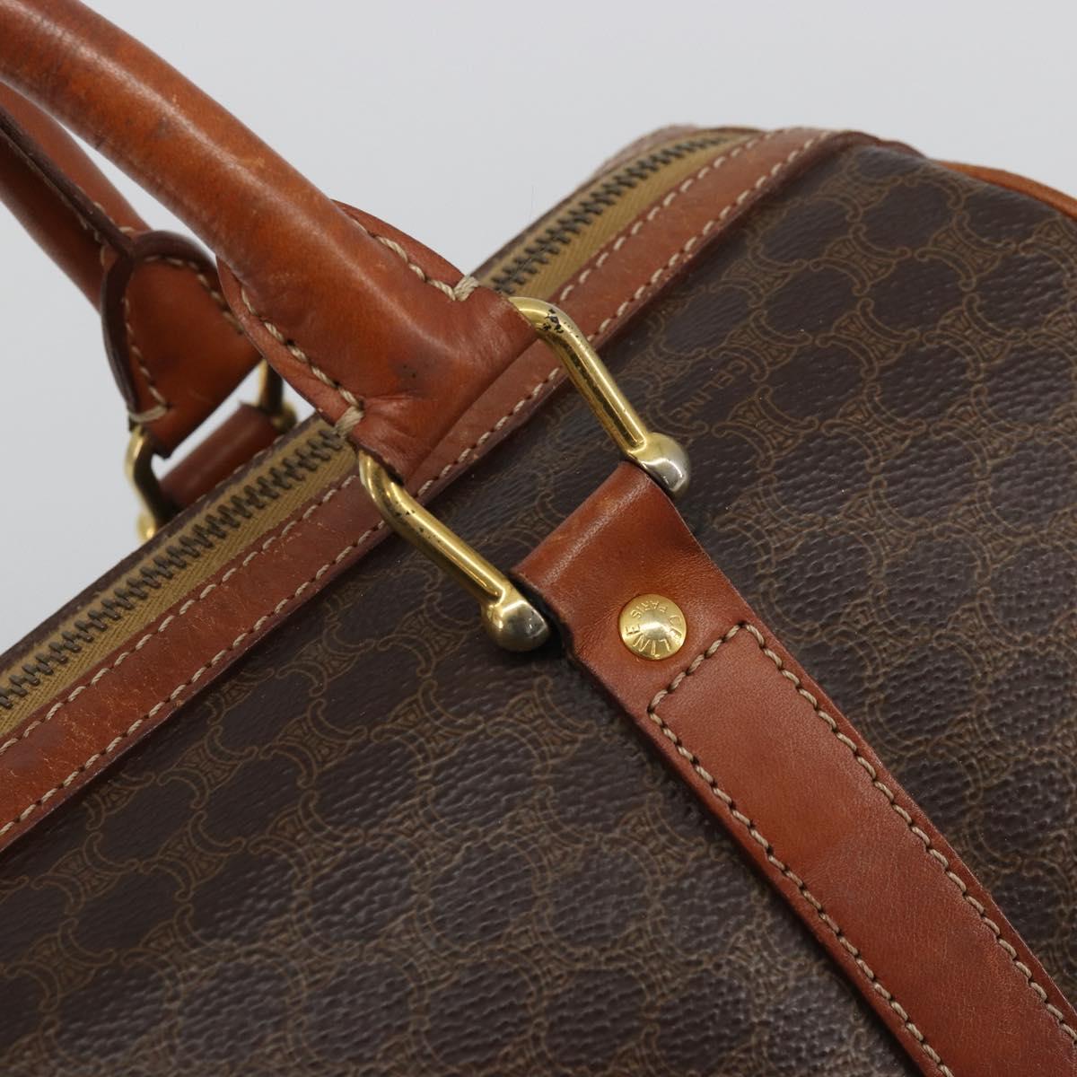 CELINE Macadam Canvas Hand Bag PVC Leather Brown Gold Auth ka3635