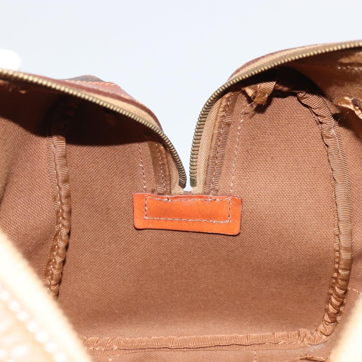 CELINE Macadam Canvas Hand Bag PVC Leather Brown Gold Auth ka3635