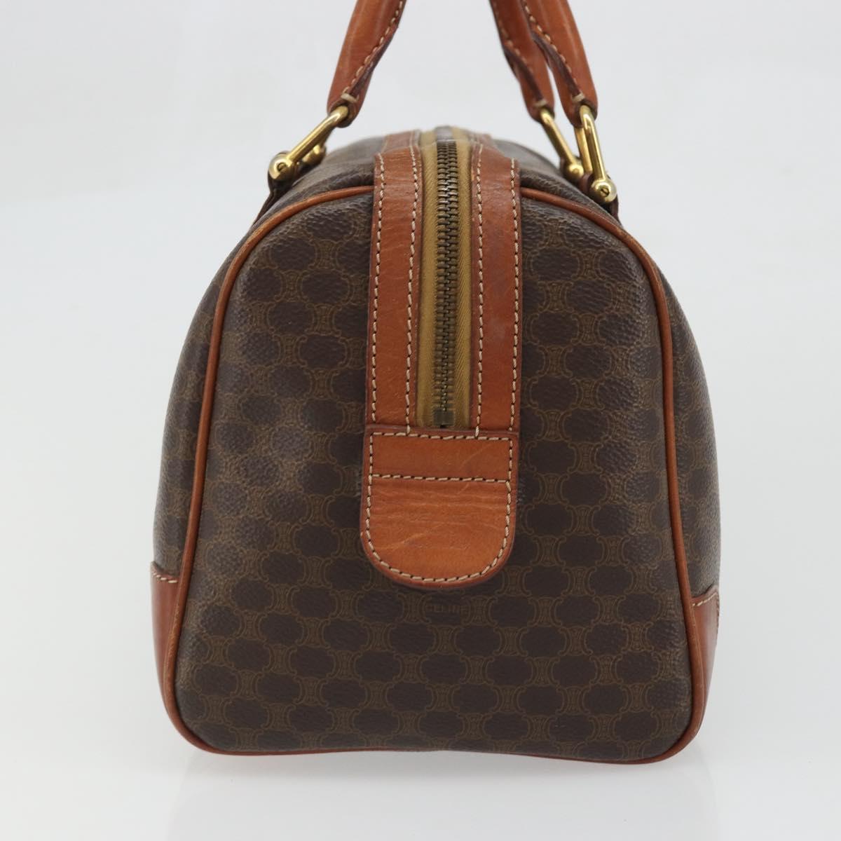 CELINE Macadam Canvas Hand Bag PVC Leather Brown Gold Auth ka3635