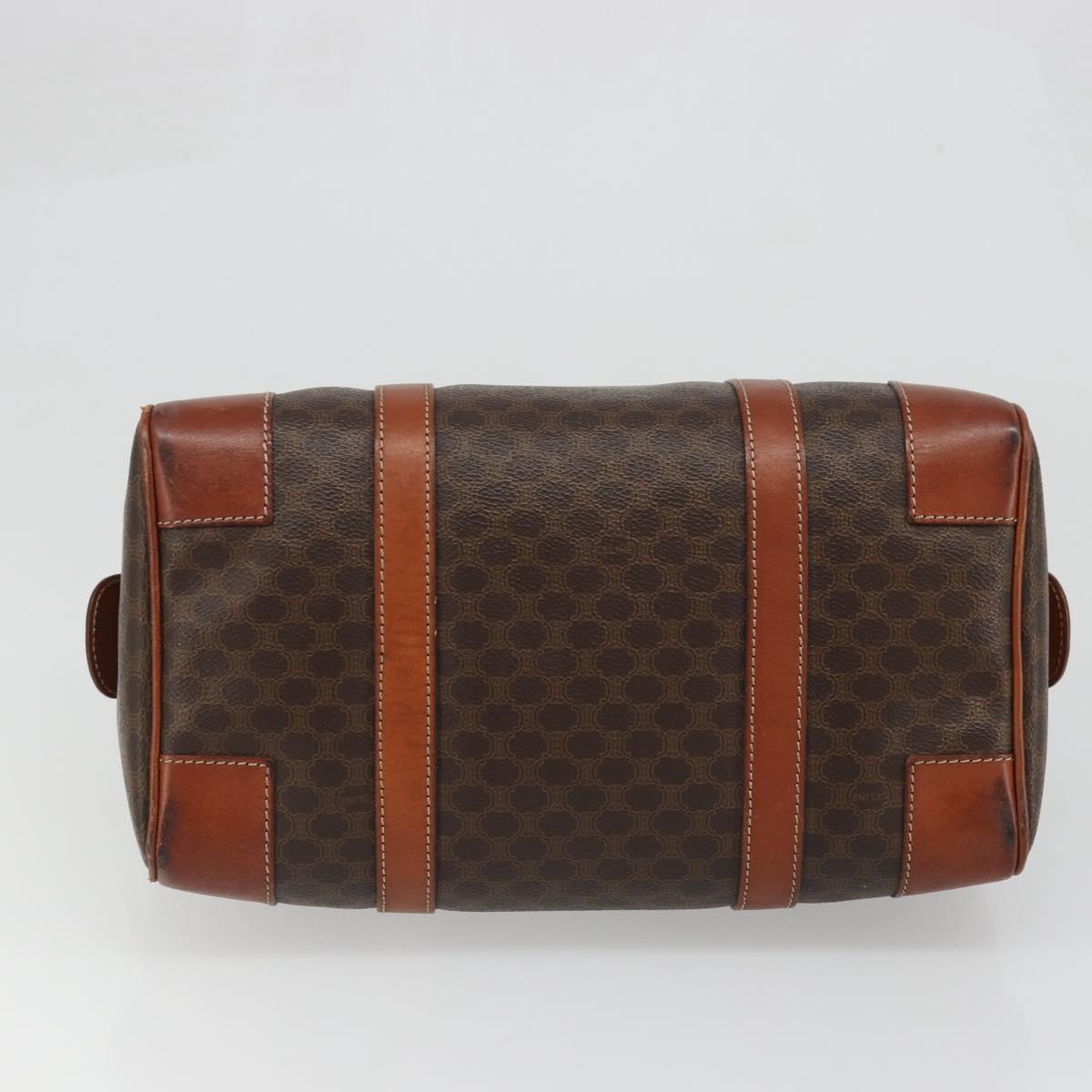 CELINE Macadam Canvas Hand Bag PVC Leather Brown Gold Auth ka3635