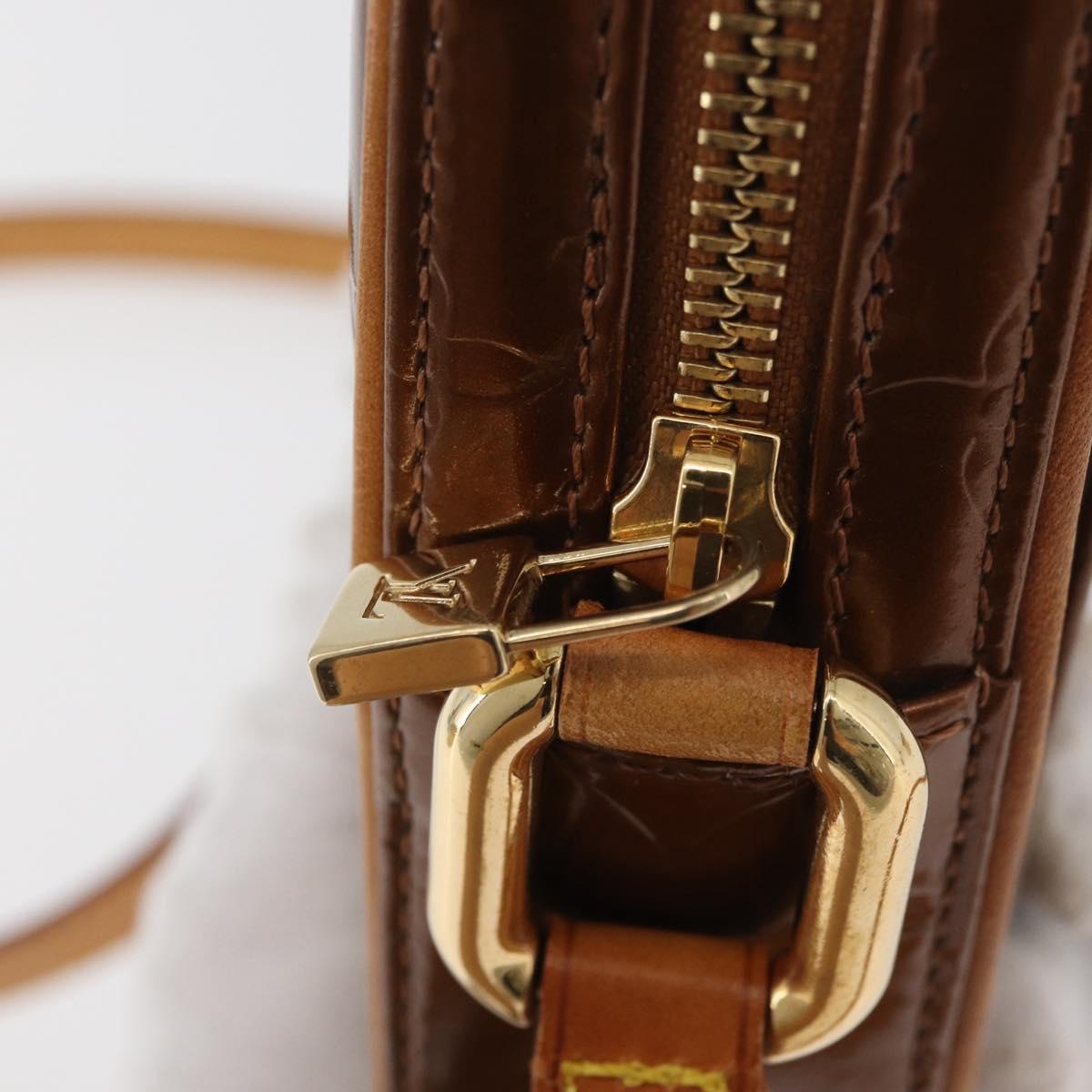 LOUIS VUITTON Monogram Vernis Christie PM Shoulder Bag Bronze M91111 Auth ka3637