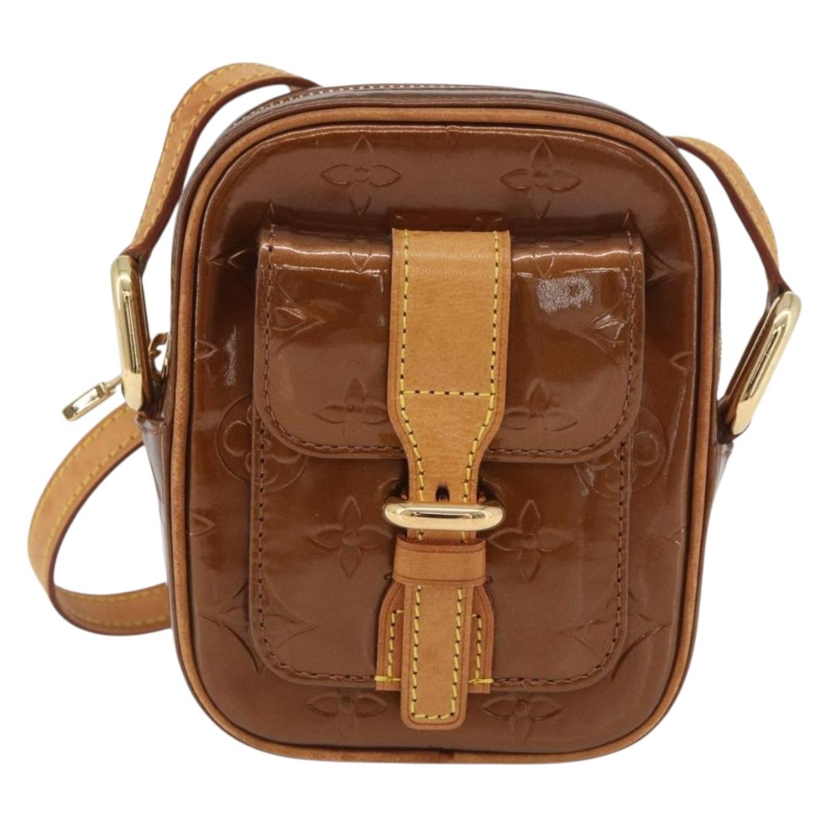 LOUIS VUITTON Monogram Vernis Christie PM Shoulder Bag Bronze M91111 Auth ka3637