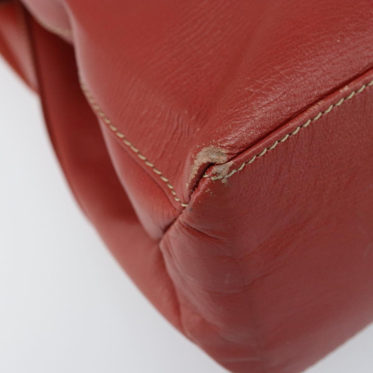 LOEWE Velazquez Hand Bag Leather 2way Orange Gold Auth ka3639