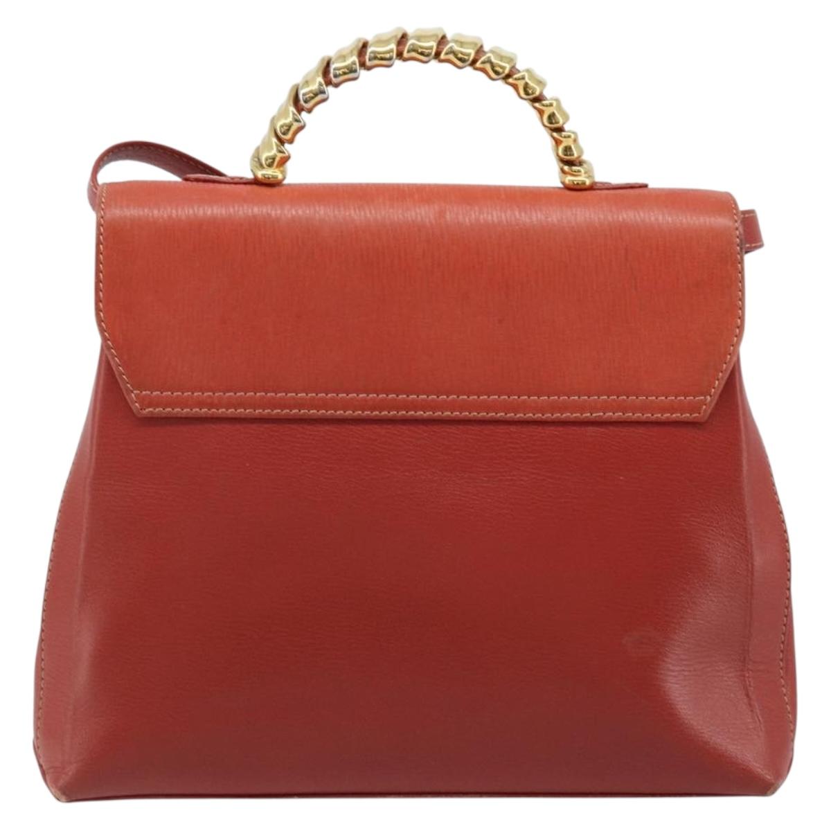 LOEWE Velazquez Hand Bag Leather 2way Orange Gold Auth ka3639