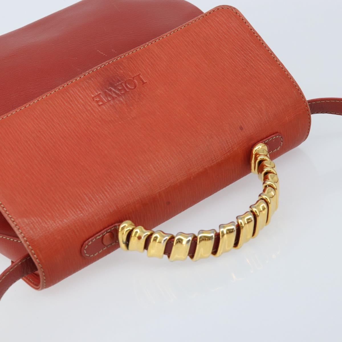 LOEWE Velazquez Hand Bag Leather 2way Orange Gold Auth ka3639