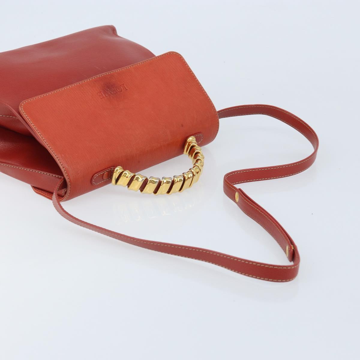 LOEWE Velazquez Hand Bag Leather 2way Orange Gold Auth ka3639