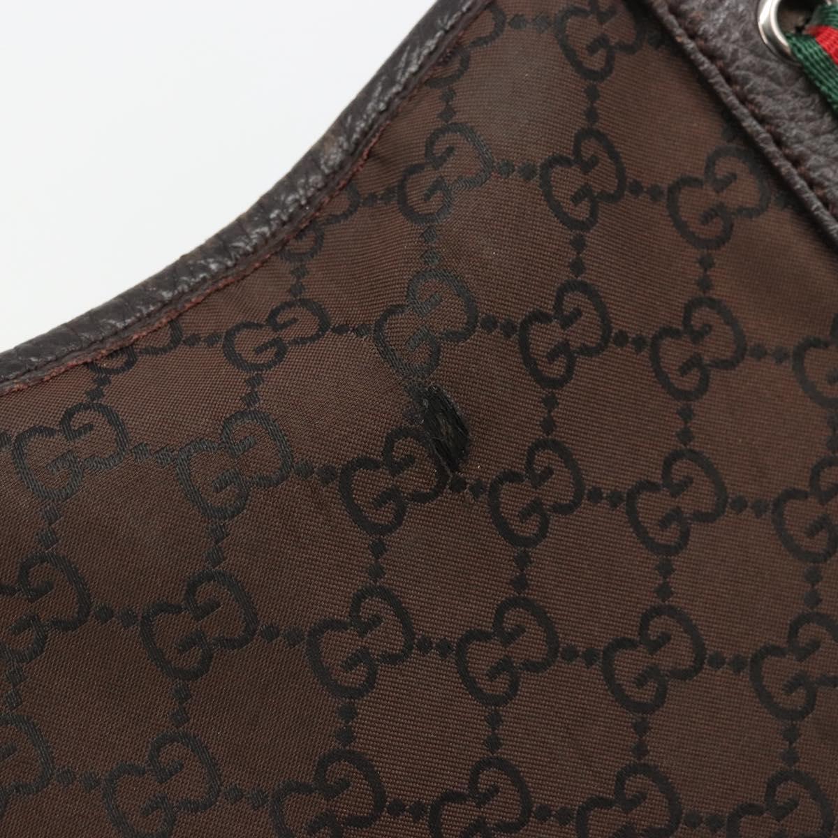 GUCCI GG Canvas Web Sherry Line Bag Nylon Outlet Brown Silver 293592 Auth ka3641