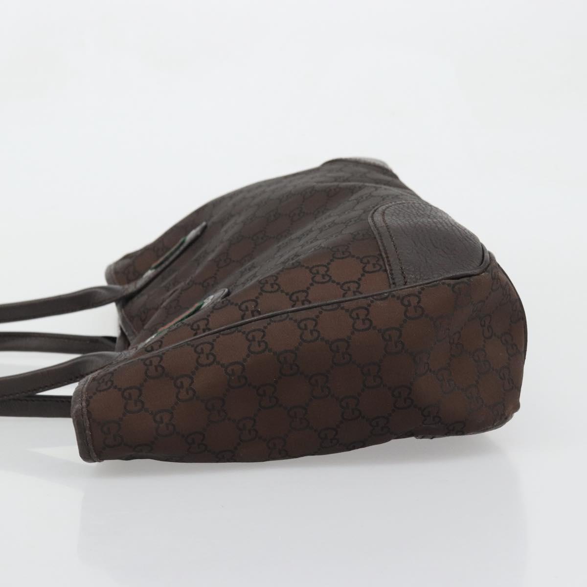 GUCCI GG Canvas Web Sherry Line Bag Nylon Outlet Brown Silver 293592 Auth ka3641