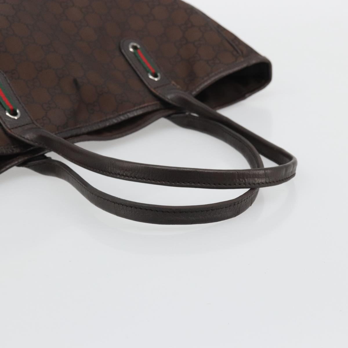 GUCCI GG Canvas Web Sherry Line Bag Nylon Outlet Brown Silver 293592 Auth ka3641