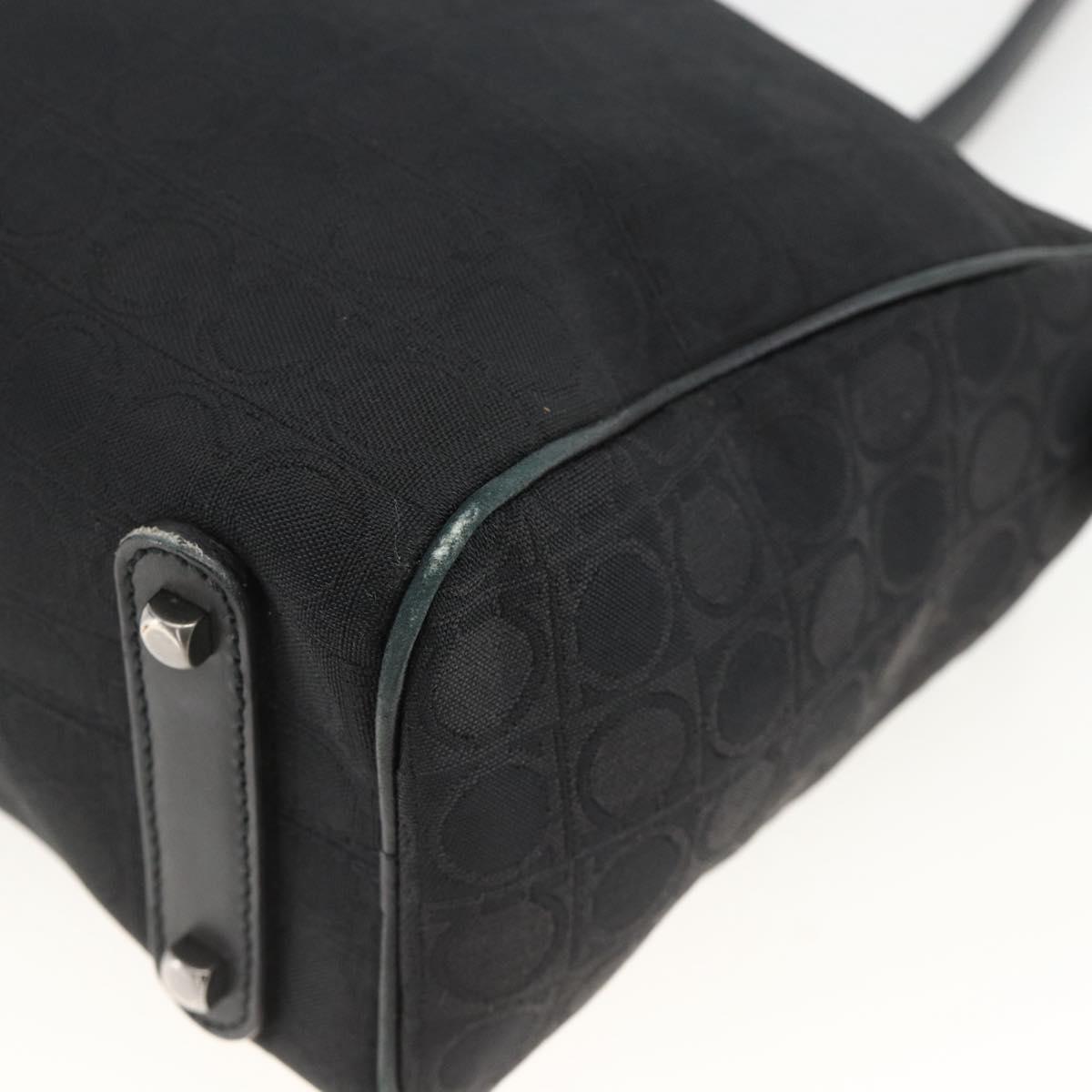 Salvatore Ferragamo Shoulder Bag Canvas Black Silver Auth ka3648