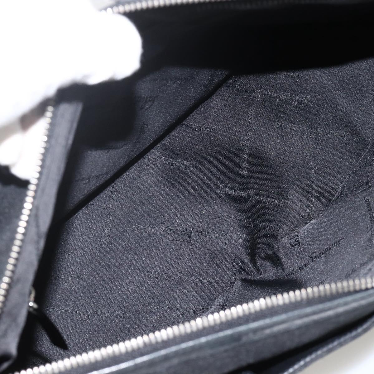 Salvatore Ferragamo Shoulder Bag Canvas Black Silver Auth ka3648