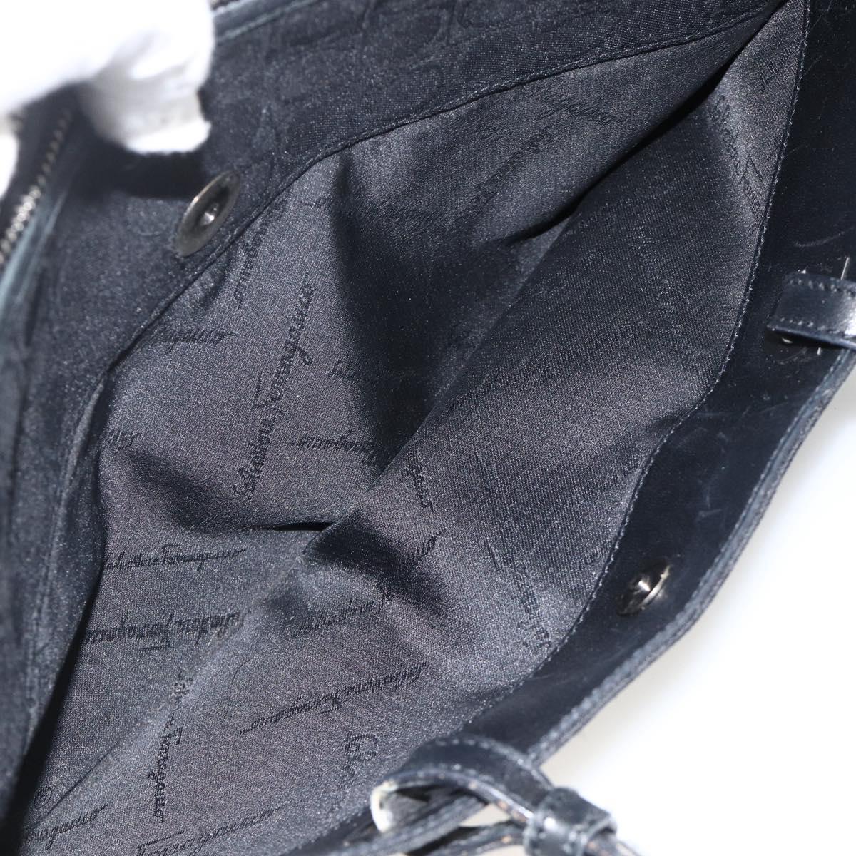Salvatore Ferragamo Shoulder Bag Canvas Black Silver Auth ka3648