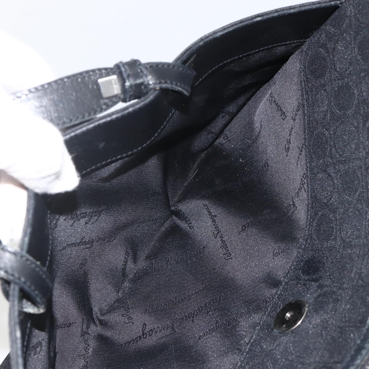 Salvatore Ferragamo Shoulder Bag Canvas Black Silver Auth ka3648