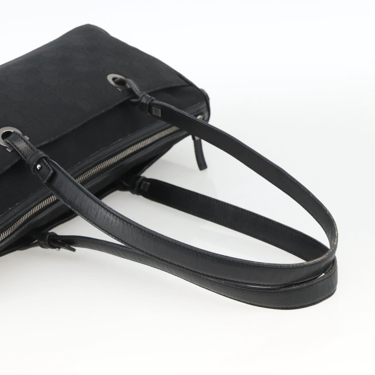 Salvatore Ferragamo Shoulder Bag Canvas Black Silver Auth ka3648