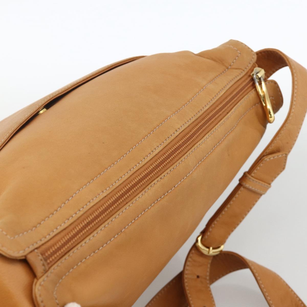 LOEWE Anagram Shoulder Bag Leather Beige Gold Auth ka3682
