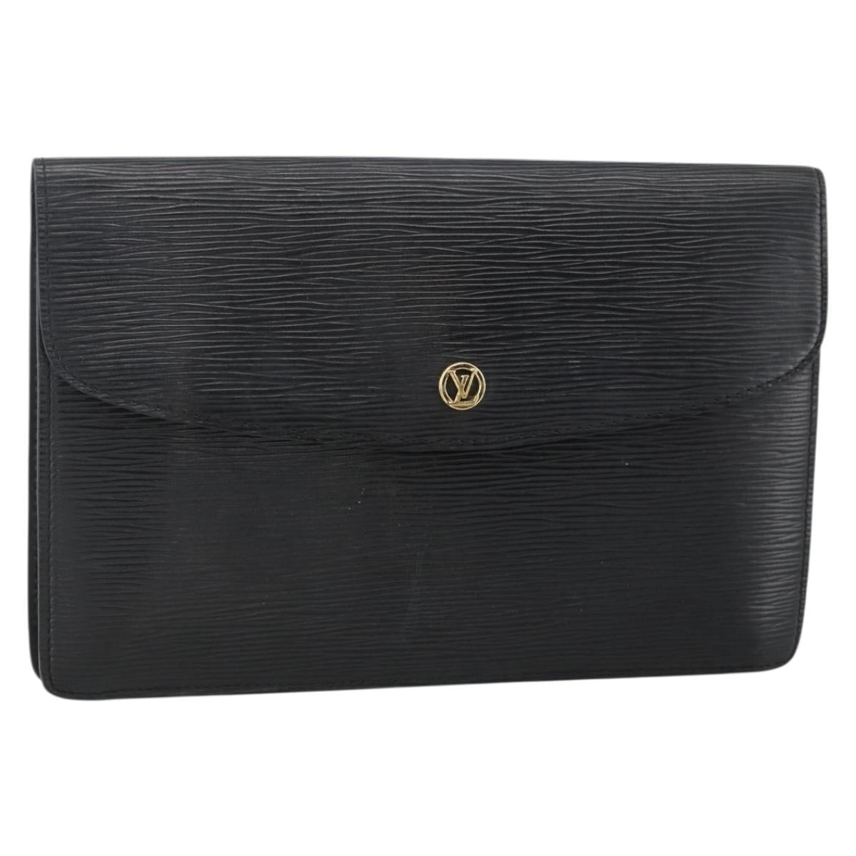 LOUIS VUITTON Epi Montaigne 27 Clutch Bag Black M52652 LV Auth ka3686